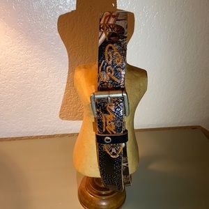 💚SOLD Vntg Ed Hardy Bulldog belt